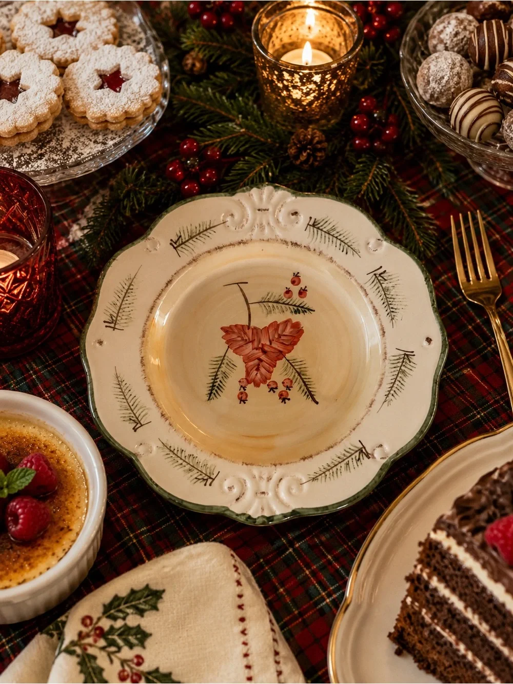 Royal Norfolk Christmas Dessert Salad Plates Set of 4
